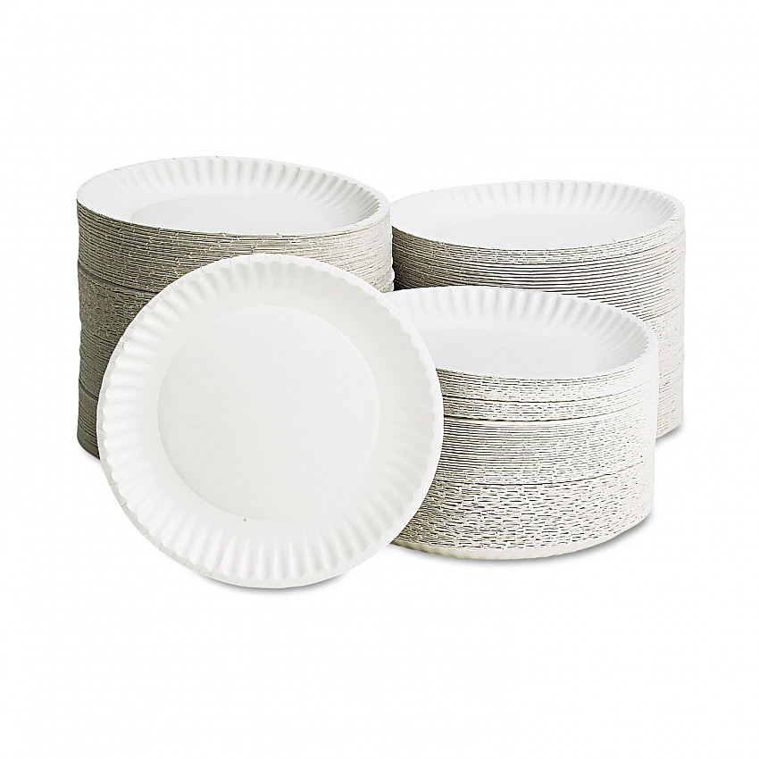 White Paper Plates, 9" dia, 100/Pack (PP9GREWHPK)