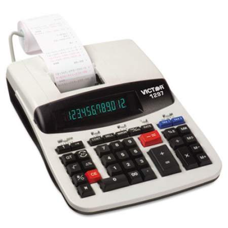 Victor 1297 Two-Color Commercial Printing Calculator, Black/Red Print, 4 Lines/Sec