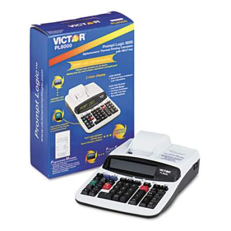 Victor PL8000 One-Color Prompt Logic Printing Calculator, Black Print, 8 Lines/Sec