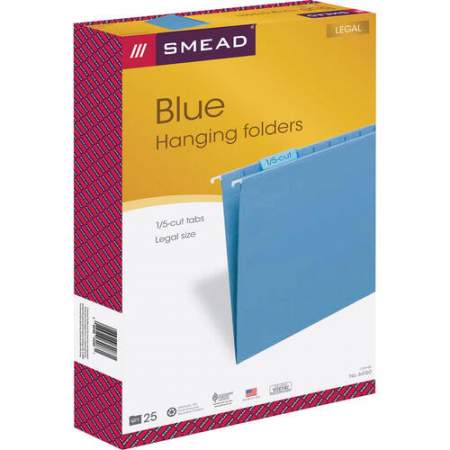 Smead Colored 1/5 Tab Cut Legal Recycled Hanging Folder (64160)
