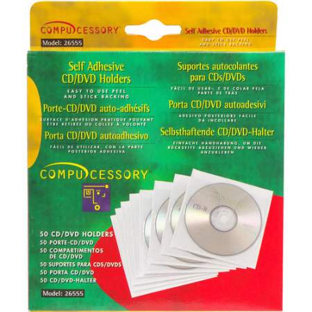 Compucessory Self-Adhesive Poly CD/DVD Holders (26555)