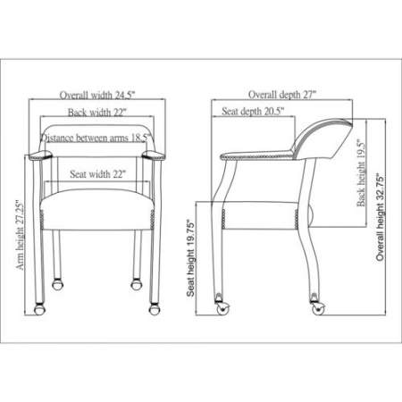 Lorell Traditional Captain Side Chair With Casters (60601)
