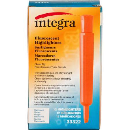 Integra Pen Style Fluorescent Highlighter Chisel Marker Point Style Orange 36182