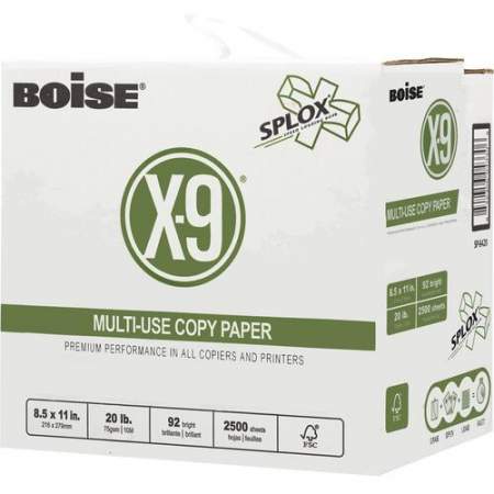 BOISE X-9 Multi-Use Copy Paper, 8.5" x 11" Letter, SPLOX (Easy Carry Box), 92 Bright White, 20 lb., Reamless (2,500 Sheets) (SP8420)