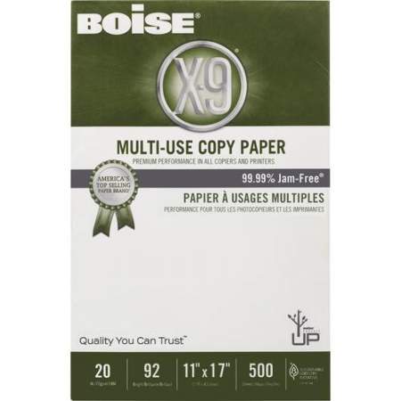 BOISE X-9 Multi-Use Copy Paper, 11" x 17" Ledger, 92 Bright White, 20 lb., 5 Ream Carton (2,500 Sheets) (OX9007)