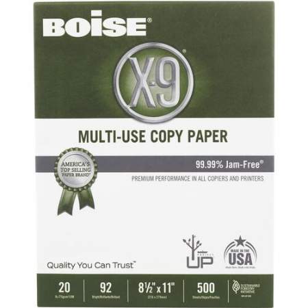 BOISE X-9 Multi-Use Copy Paper, 8.5" x 11" Letter, 92 Bright White, 20 lb., 10 Ream Carton (5,000 Sheets) (OX9001)
