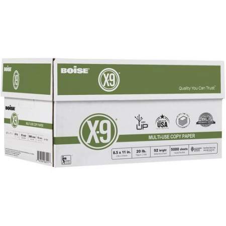 BOISE X-9 Multi-Use Copy Paper, 8.5" x 11" Letter, 92 Bright White, 20 lb., 10 Ream Carton (5,000 Sheets) (OX9001)