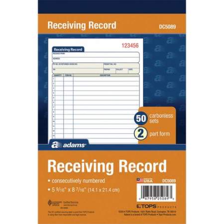 Adams Carbonless Receiving Record Book (DC5089)