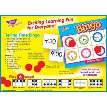 TREND Telling Time Bingo Game (6072)