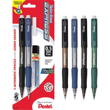 Pentel Twist-Erase Express Automatic Pencils (QE415LEBP2)