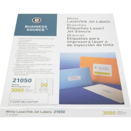 Business Source Bright White Premium-quality Address Labels (21050)