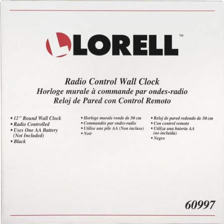 Lorell 12" Round Radio Controlled Wall Clock (60997)