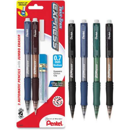 Pentel Twist-Erase Express Automatic Pencils (QE417LEBP2)