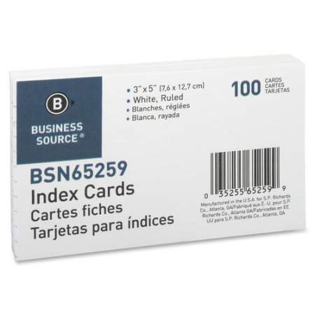 Business Source Ruled White Index Cards (65259)