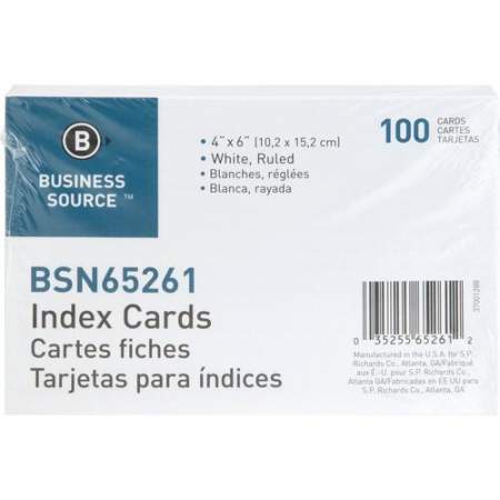 Business Source Ruled White Index Cards (65261)