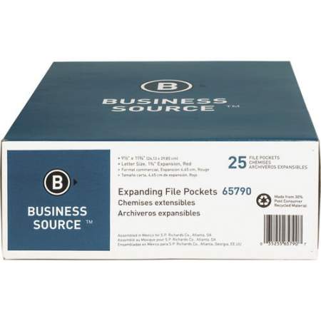 Business Source Straight Tab Cut Letter Recycled File Pocket (65790)
