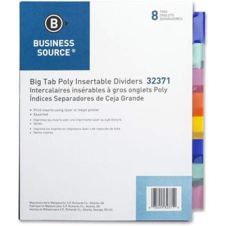 Business Source 3-Hole Poly Insert Index Dividers (32371)