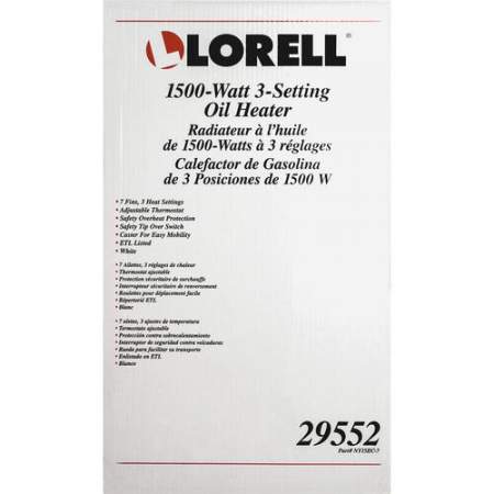Lorell 1500 Watt 3-Setting Oil Filled Heater (29552)