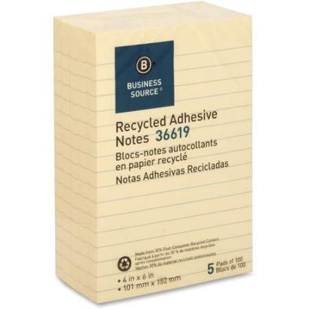 Business Source Yellow Adhesive Notes (36619)
