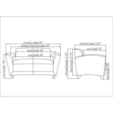 Lorell Reception Seating Collection Leather Loveseat (68951)