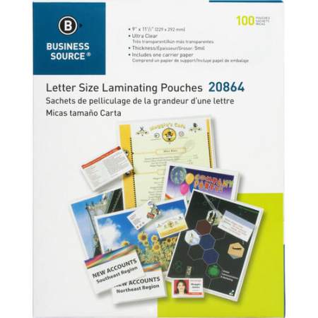 Business Source 5 mil Letter-size Laminating Pouches (20864)