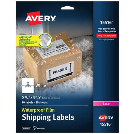 Avery Waterproof Shipping Labels with TrueBlock (15516)