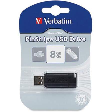 Verbatim Pinstripe USB Drive 8gb Black 49062 for sale online 