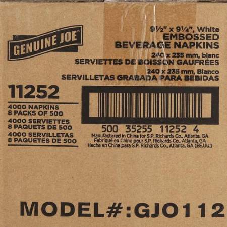 Genuine Joe Quad-fold Square Beverage Napkins (11252)
