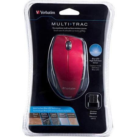 Verbatim Wireless Notebook Multi-Trac Blue LED Mouse - Red (97995)