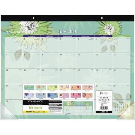 AT-A-GLANCE Paper Flowers Academic Calendar Desk Pad