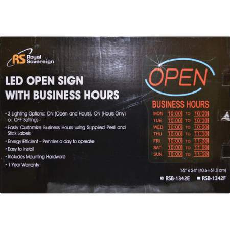 Royal Sovereign Business Hours Open Sign (RSB1342E)