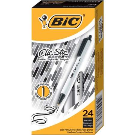 BIC Clic Stic Retractable Ballpoint Pens (CSM241BLK)