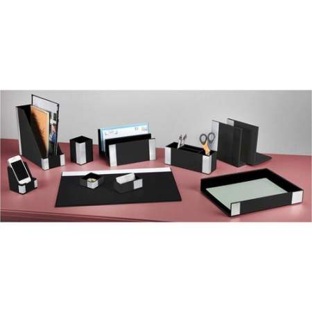 Architect Line Leather-Like Letter Sorter Black with Brushed Metal & Matching Black Stitching and Velvet-Like Lining Artistic ART43003 