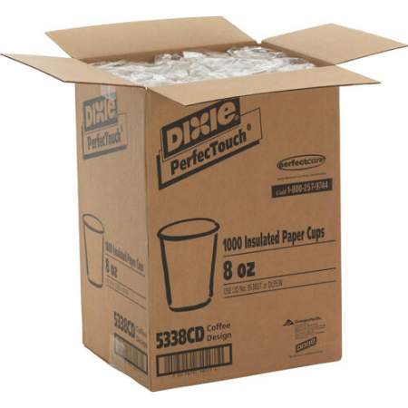 Dixie PerfecTouch Insulated Paper Hot Coffee Cups by GP Pro (5338CDCT)