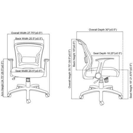 Lorell Flipper Arm Mid-back Chair (59519)