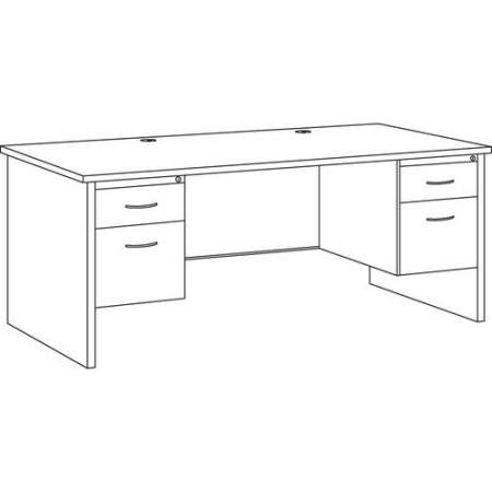 Lorell Walnut Laminate Commercial Steel Desk Series Pedestal Desk - 2-Drawer (79139)
