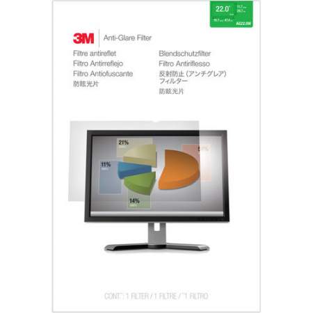 3M Anti-Glare Filter for 22 in Monitors 16:10 AG220W1B Clear, Matte