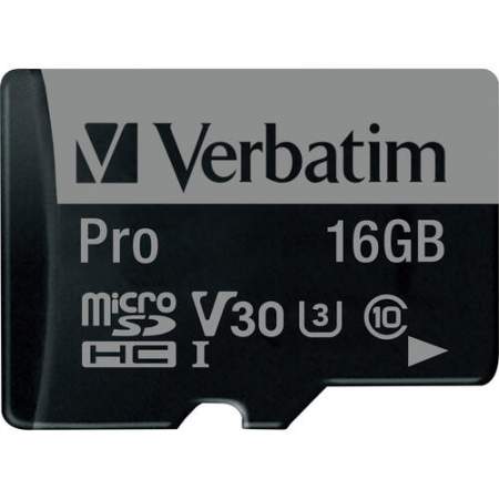 Verbatim 16GB Pro 600X microSDHC Memory Card with Adapter, UHS-I U3 Class 10 (47040)