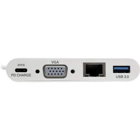 Tripp Lite USB C to VGA Multiport Video Adapter Converter w/ USB-A Hub, USB-C PD Charging Port & Gigabit Ethernet Port, Thunderbolt 3 Compatible, USB Type C to VGA, USB-C, USB Type-C (U44406NVGUC)