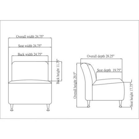 Lorell Fuze Modular Series Armless Lounge Chair (86911)
