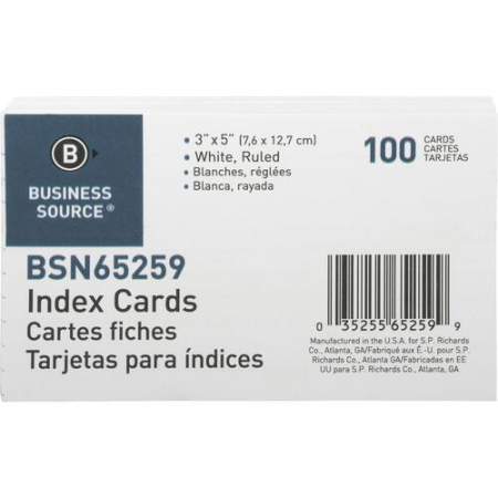 Business Source Ruled White Index Cards (65259BX)