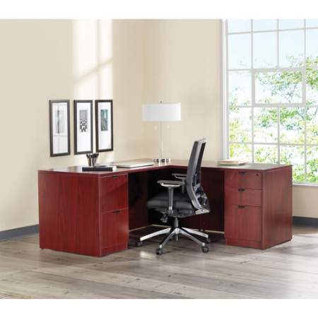 Lorell Prominence 2.0 Mahogany Laminate Left-Pedestal Credenza - 2-Drawer (PC2466LMY)