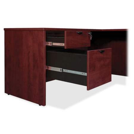 Lorell Prominence 2.0 Mahogany Laminate Double-Pedestal Desk - 2-Drawer (PD3672QDPMY)