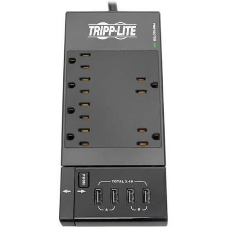 Tripp Lite Surge Protector Power Strip 6-Outlet w/4 USB Charging/Sync Ports (TLP66USBR)