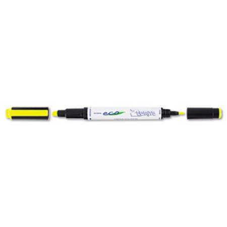Zebra Zebrite Eco Double-Ended Highlighter, Fluorescent Yellow Ink, Med-Chisel/Fine-Bullet Tips, White/Black/Yellow Barrel, Dozen (75050)