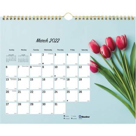 Blueline Romantic Floral Wall Calendar (C172122)