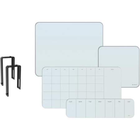 U Brands Glass Dry Erase Board, 16 x 20 Inches, White Frosted Non-Magnetic Surface, Cubicle Hooks and Marker Included (3032U00-01)