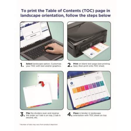 Avery Ready Index 31 Tab Dividers, Customizable TOC, 6 Sets (11831)