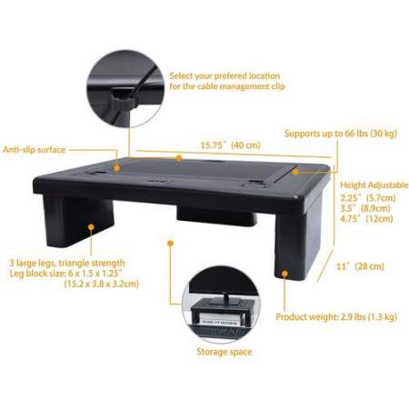 DAC Stax Height and Angle Adjustable Convertible Monitor/Laptop/Printer Stand (02260)