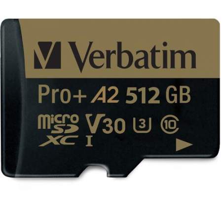 Verbatim Pro+ 512 GB Class 10/UHS-I (U3) microSDXC - 1 Pack (70393)